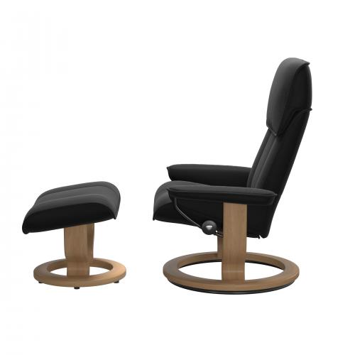 Stressless Admiral (M) Classic Base Recliner with Ottoman