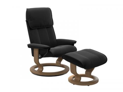 Stressless Admiral (M) Classic Base Recliner with Ottoman