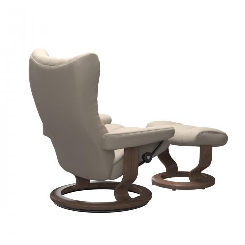 Stressless Wing (M) Classic Base Recliner with Ottoman