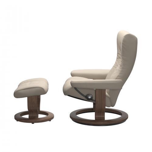 Stressless Wing (M) Classic Base Recliner with Ottoman