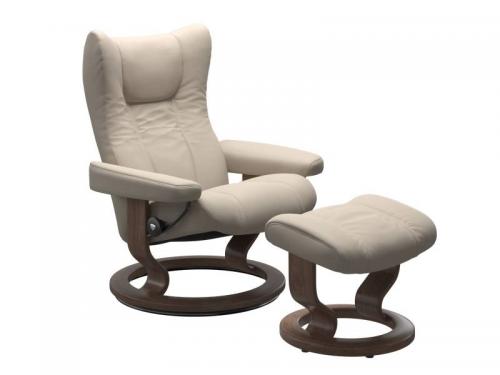 Stressless Wing (M) Classic Base Recliner with Ottoman