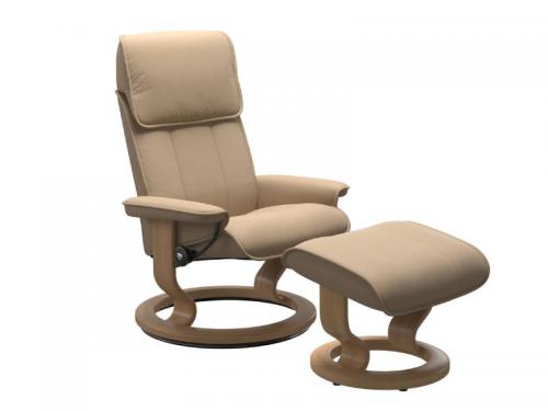 Stressless Admiral (M) Classic Base Recliner with Ottoman