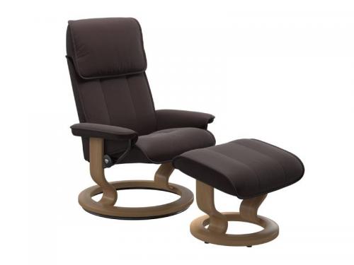 Stressless Admiral (M) Classic Base Recliner with Ottoman