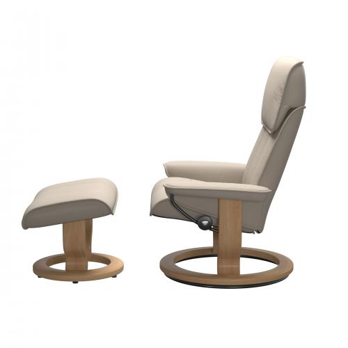Stressless Admiral (M) Classic Base Recliner with Ottoman