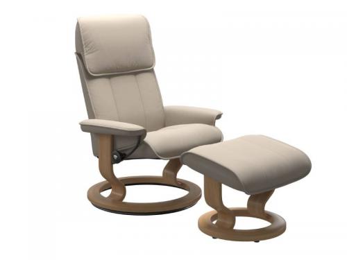 Stressless Admiral (M) Classic Base Recliner with Ottoman
