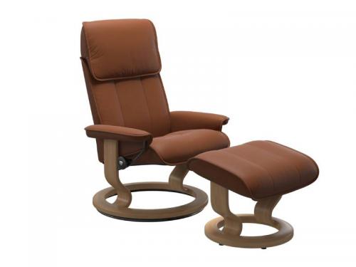 Stressless Admiral (M) Classic Base Recliner with Ottoman
