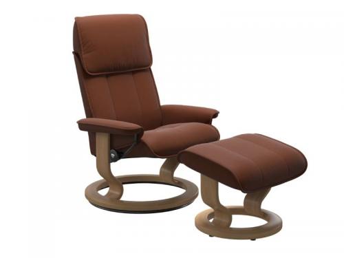 Stressless Admiral (M) Classic Base Recliner with Ottoman