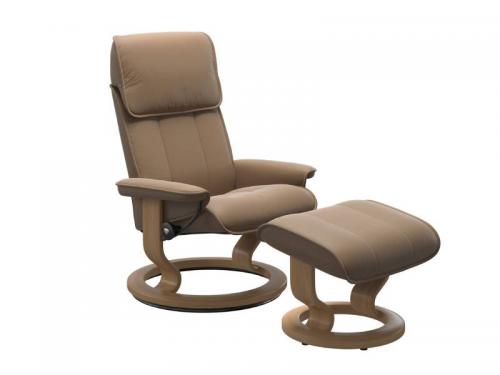 Stressless Admiral (M) Classic Base Recliner with Ottoman