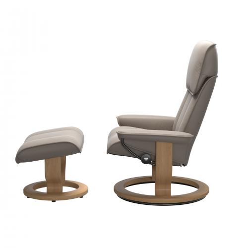 Stressless Admiral (M) Classic Base Recliner with Ottoman
