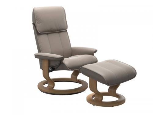Stressless Admiral (M) Classic Base Recliner with Ottoman