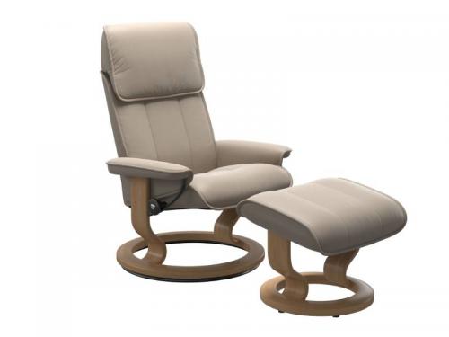 Stressless Admiral (M) Classic Base Recliner with Ottoman