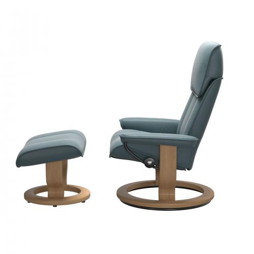 Stressless Admiral (M) Classic Base Recliner with Ottoman