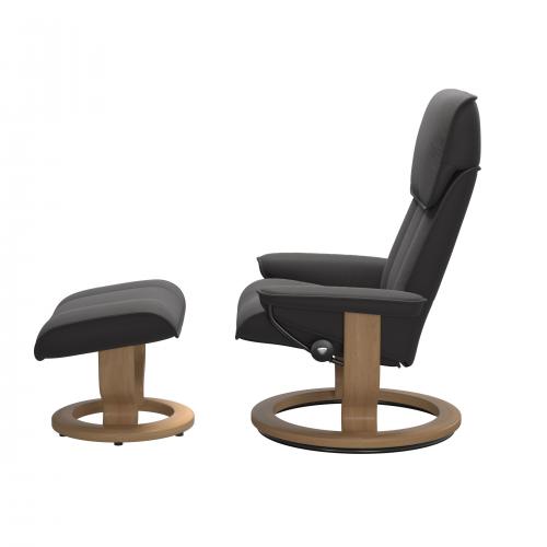 Stressless Admiral (M) Classic Base Recliner with Ottoman