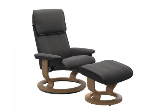 Stressless Admiral (M) Classic Base Recliner with Ottoman