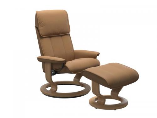 Stressless Admiral (M) Classic Base Recliner with Ottoman