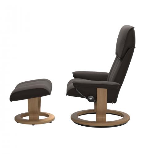 Stressless Admiral (M) Classic Base Recliner with Ottoman