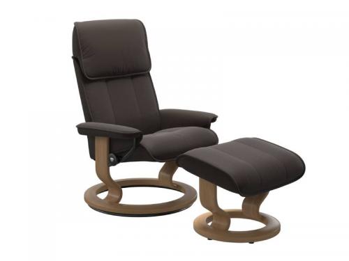 Stressless Admiral (M) Classic Base Recliner with Ottoman