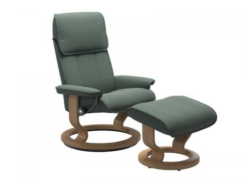 Stressless Admiral (M) Classic Base Recliner with Ottoman