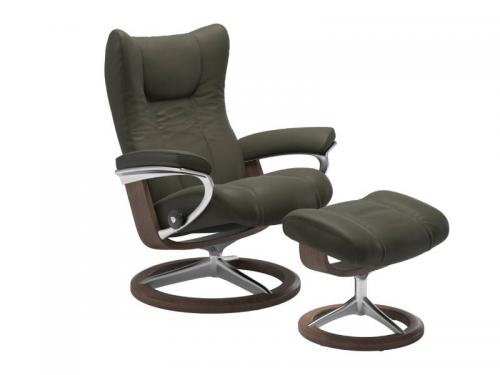 Stressless Wing (L) Signature Base Recliner with Ottoman