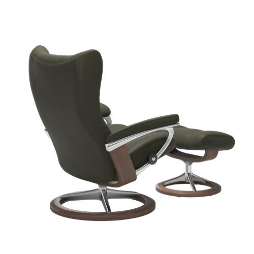 Stressless Wing (L) Signature Base Recliner with Ottoman