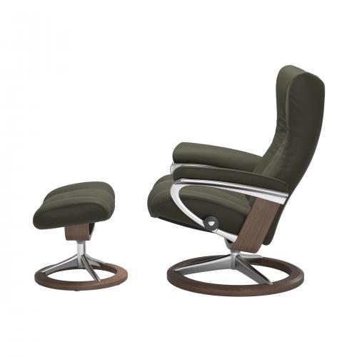 Stressless Wing (L) Signature Base Recliner with Ottoman