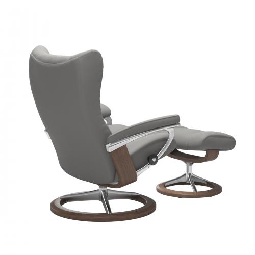 Stressless Wing (L) Signature Base Recliner with Ottoman