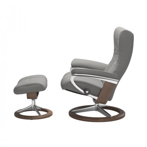 Stressless Wing (L) Signature Base Recliner with Ottoman