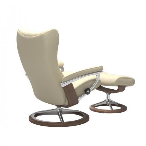 Stressless Wing (L) Signature Base Recliner with Ottoman