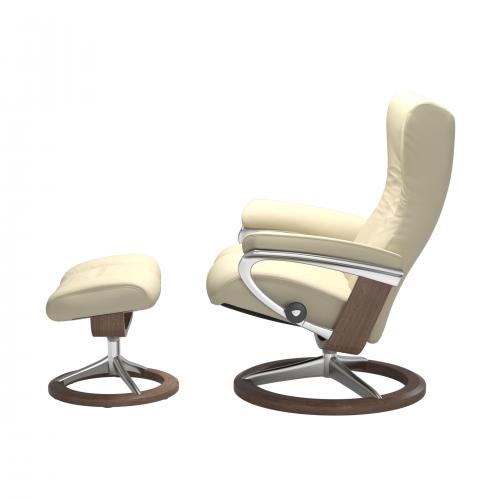 Stressless Wing (L) Signature Base Recliner with Ottoman