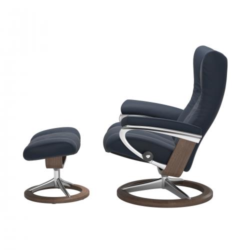 Stressless Wing (L) Signature Base Recliner with Ottoman