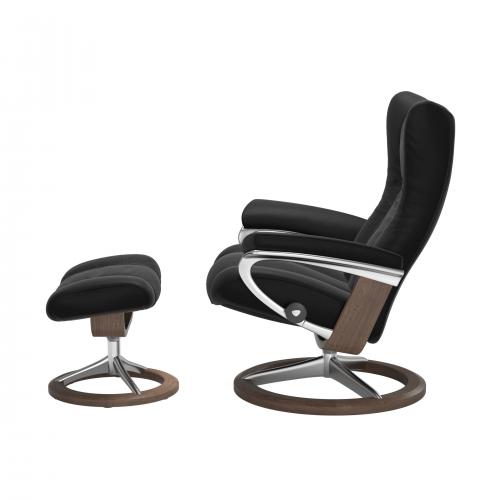 Stressless Wing (L) Signature Base Recliner with Ottoman