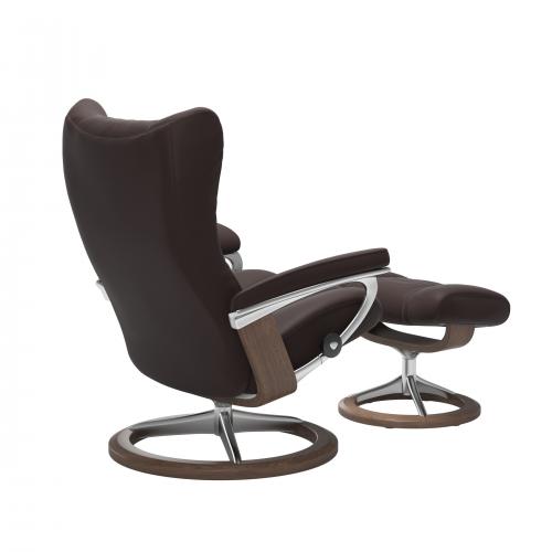 Stressless Wing (L) Signature Base Recliner with Ottoman
