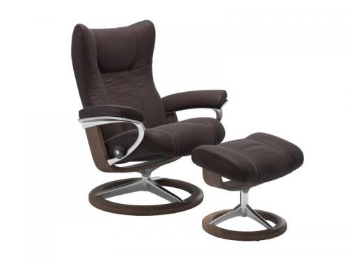 Stressless Wing (L) Signature Base Recliner with Ottoman
