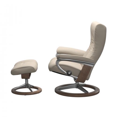 Stressless Wing (L) Signature Base Recliner with Ottoman