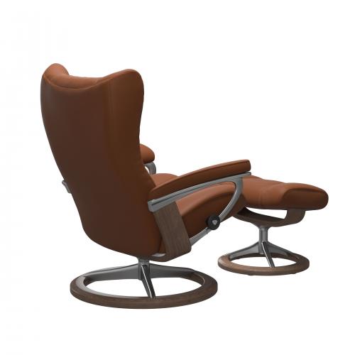 Stressless Wing (L) Signature Base Recliner with Ottoman