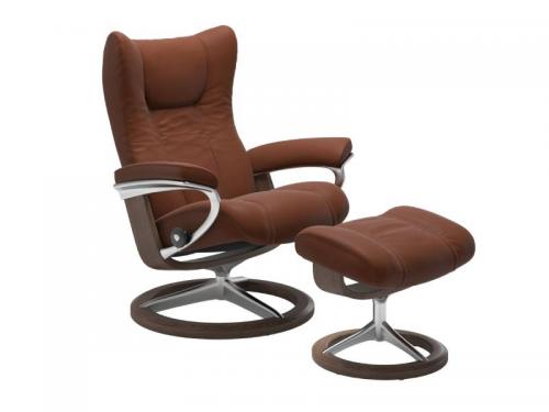Stressless Wing (L) Signature Base Recliner with Ottoman