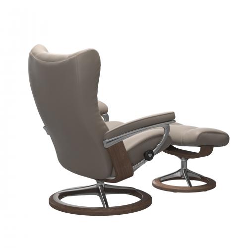 Stressless Wing (L) Signature Base Recliner with Ottoman