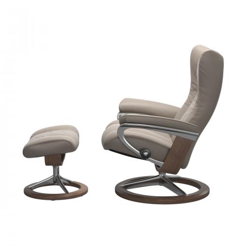 Stressless Wing (L) Signature Base Recliner with Ottoman