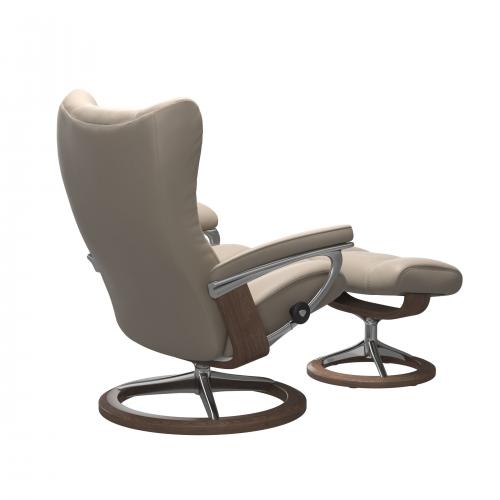 Stressless Wing (L) Signature Base Recliner with Ottoman