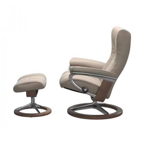 Stressless Wing (L) Signature Base Recliner with Ottoman