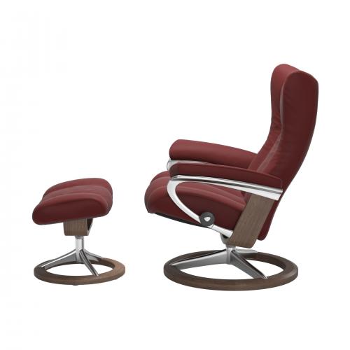 Stressless Wing (L) Signature Base Recliner with Ottoman