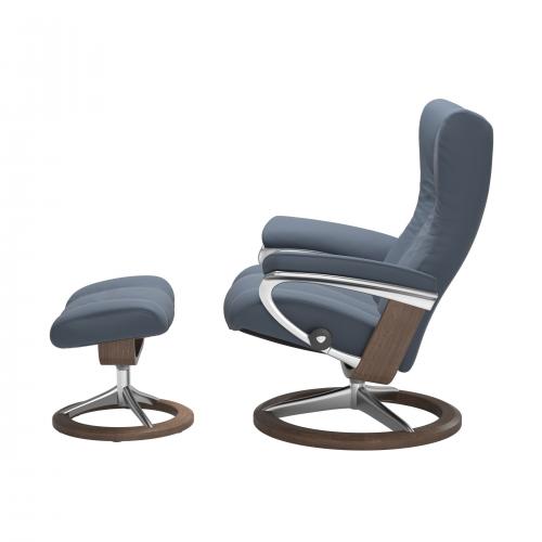 Stressless Wing (L) Signature Base Recliner with Ottoman