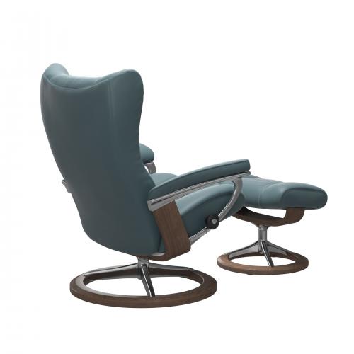Stressless Wing (L) Signature Base Recliner with Ottoman