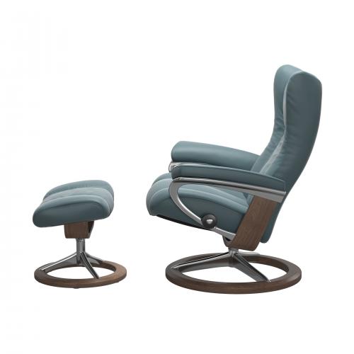 Stressless Wing (L) Signature Base Recliner with Ottoman