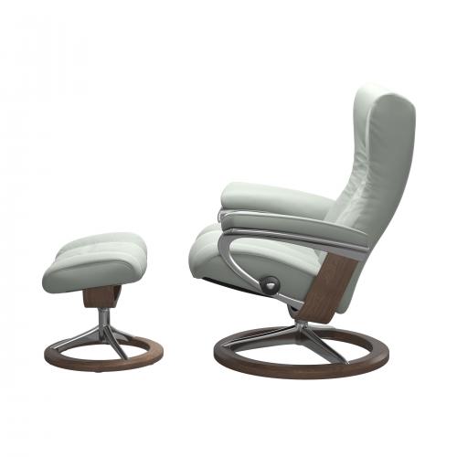 Stressless Wing (L) Signature Base Recliner with Ottoman