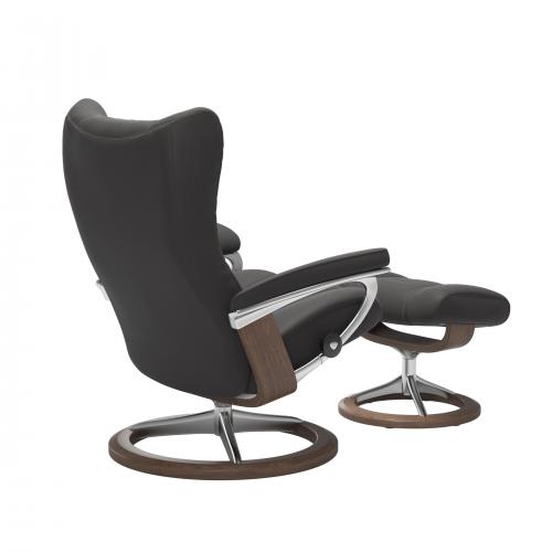 Stressless Wing (L) Signature Base Recliner with Ottoman