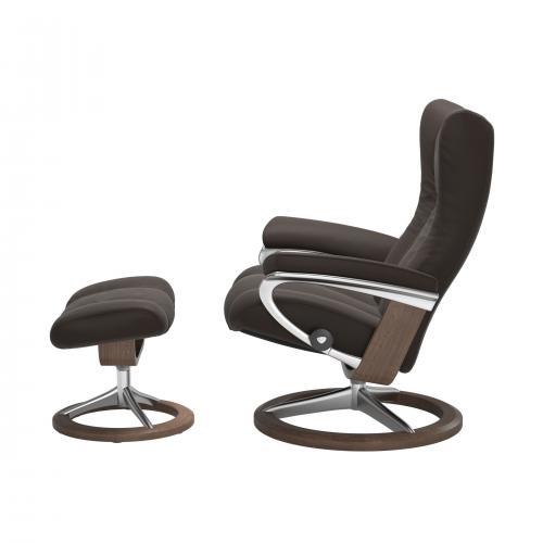 Stressless Wing (L) Signature Base Recliner with Ottoman