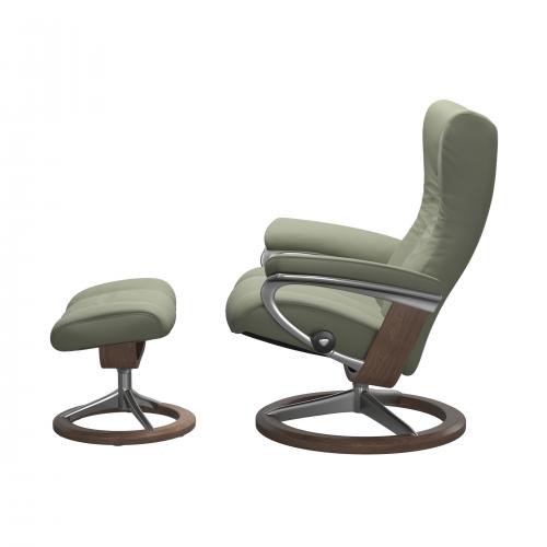 Stressless Wing (L) Signature Base Recliner with Ottoman