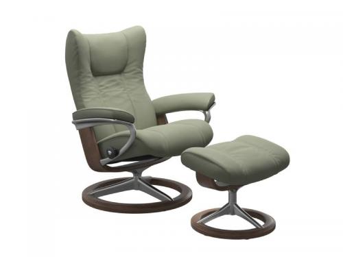Stressless Wing (L) Signature Base Recliner with Ottoman