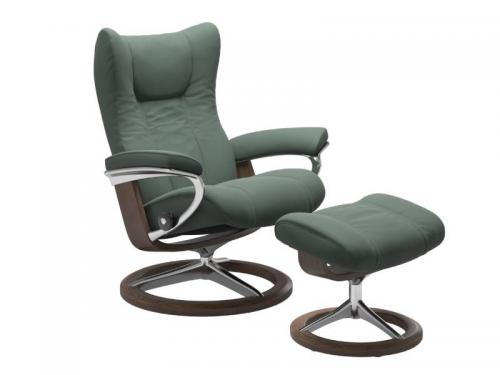 Stressless Wing (L) Signature Base Recliner with Ottoman